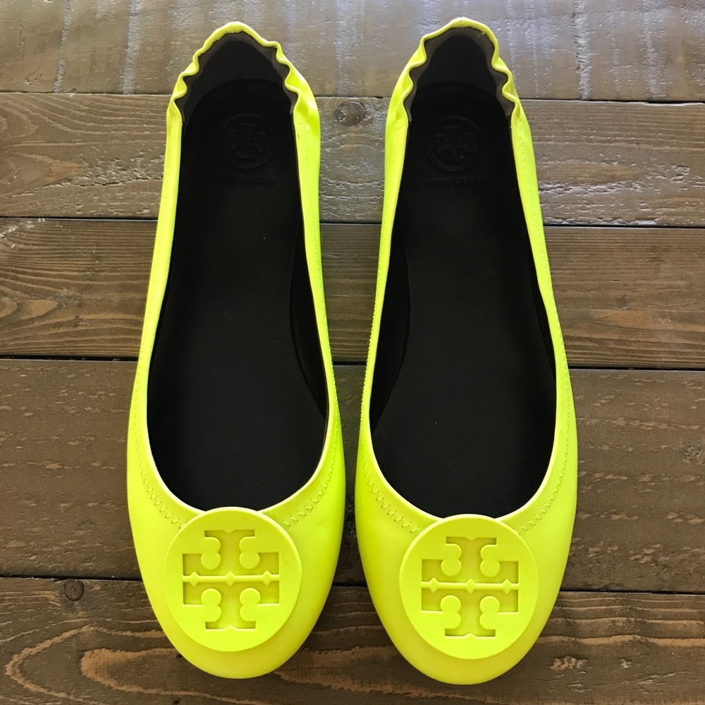 Tory Burch Minnie Flats neon yellow 7.5